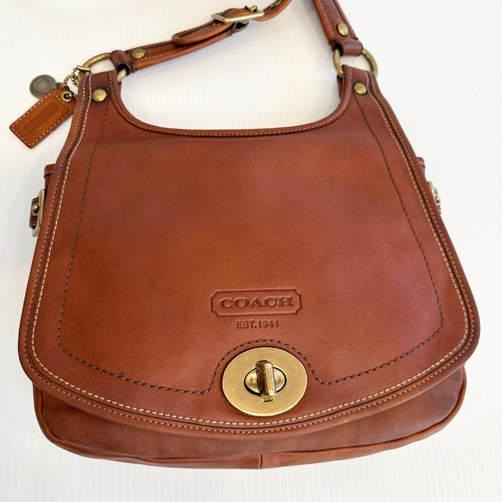 COACH 65th Anniversary Crescent Hippie Crossbody Whiskey Leather RARE